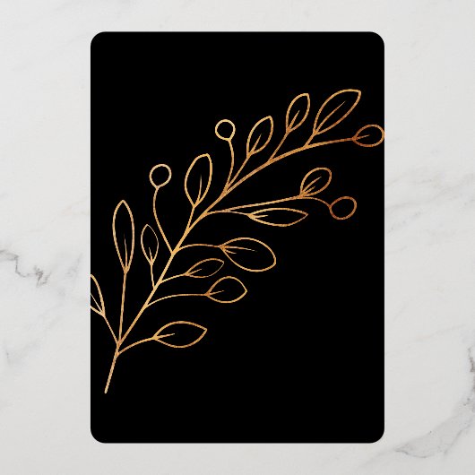 Gouden Folie Foliage en Familiefoto Kerstmis Folie Feestdagenkaart (Achterkant)