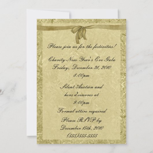 Gouden Folie Formele Nieuwjaarsavond Uitnodiging (Achterkant)