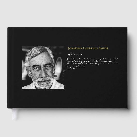 Gouden folie foto citaat viering van het leven beg gastenboek (Voorkant)