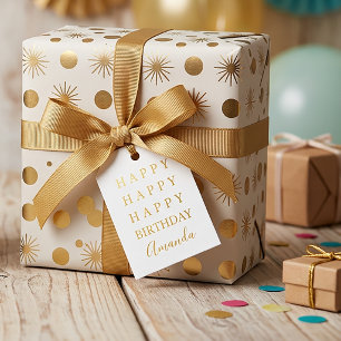 Gouden Folie Foto Gelukkig Verjaardag Cadeautag Bedankjes Labels
