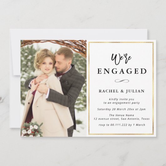 Gouden folie Fotoengagement Party Kaart (Voorkant)
