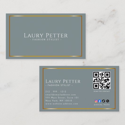 gouden folie frame Professionele QR-code Visitekaartje (Voorkant / Achterkant)