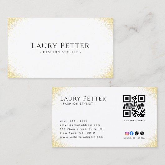 gouden folie frame Professionele QR-code Visitekaartje (Voorkant / Achterkant)