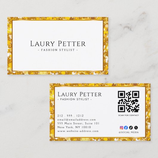 gouden folie frame Professionele QR-code Visitekaartje (Voorkant / Achterkant)