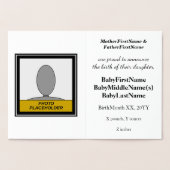 Gouden folie "Geboorte van een koningin!" aankondi Folie Kaarten (Binnen)