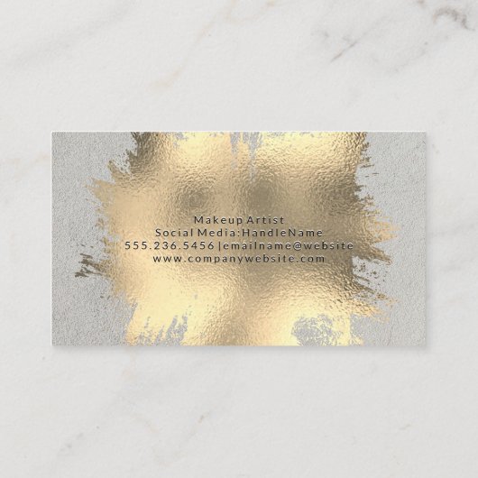 Gouden folie geborsteld met chique monogram visitekaartje (Achterkant)