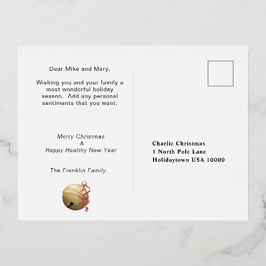 Gouden folie GELooF Kerstbal Folie Feestdagen Briefkaart (Achterkant)