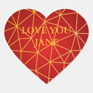 Gouden Folie Geometrisch Hart Sticker