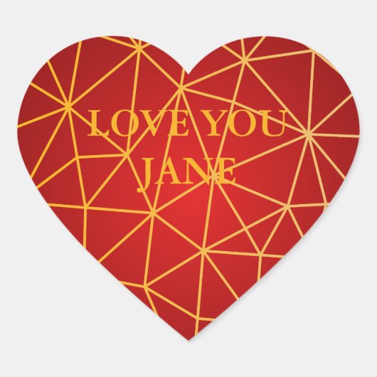 Gouden Folie Geometrisch Hart Sticker (Voorkant)