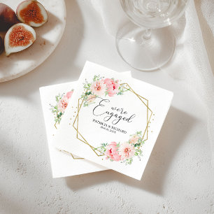 Gouden Folie Geometrische Blush Bloem Bruiloft Servet