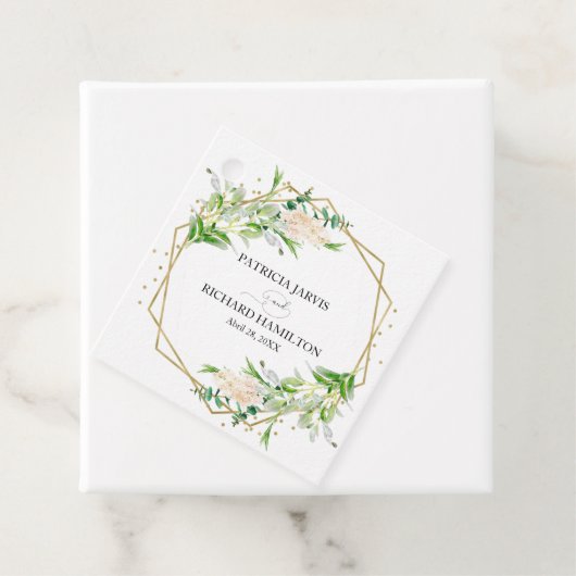 Gouden folie Geometrische groen Elegante bruiloft Bedankjes Labels (In situ)