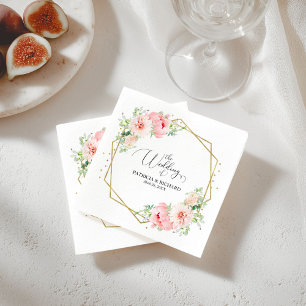 Gouden Folie Geometrische Roze Blush Bloemige Brui Servet