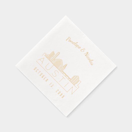 Gouden folie gepersonaliseerde Austin bruiloft ser Folie Servetten (Rechts)