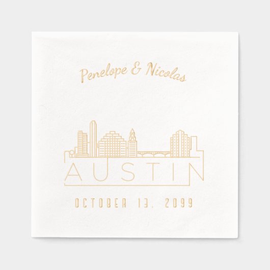 Gouden folie gepersonaliseerde Austin bruiloft ser Folie Servetten (Voorkant)
