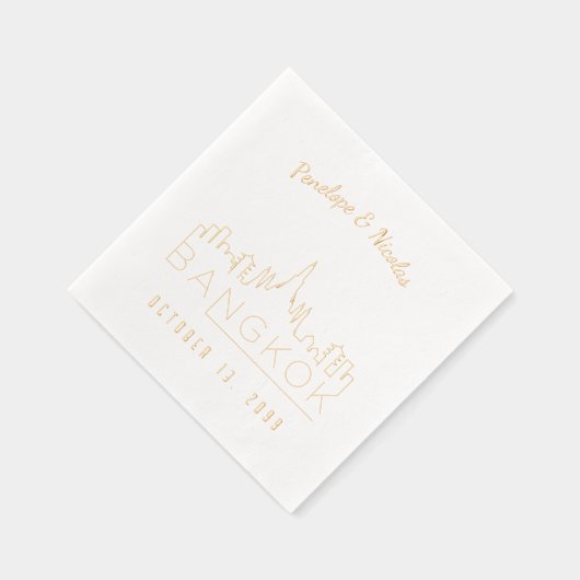 Gouden folie gepersonaliseerde Bangkok bruiloft se Folie Servetten (Rechts)