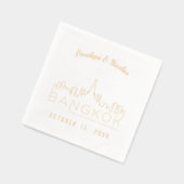 Gouden folie gepersonaliseerde Bangkok bruiloft se Servetten (Links)