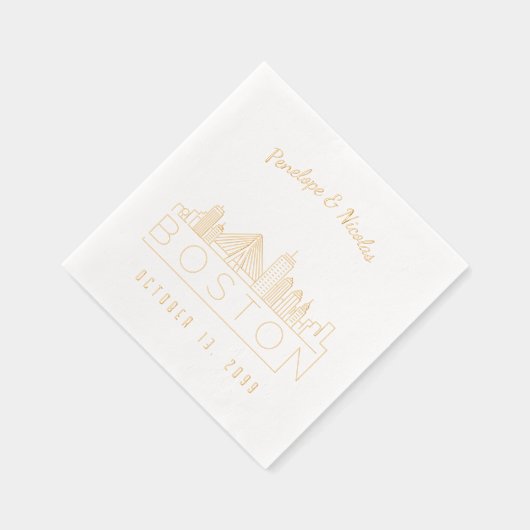 Gouden folie gepersonaliseerde Boston bruiloft ser Folie Servetten (Rechts)