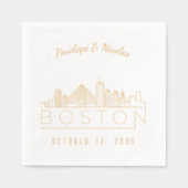 Gouden folie gepersonaliseerde Boston bruiloft ser Folie Servetten (Voorkant)