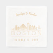 Gouden folie gepersonaliseerde Boston bruiloft ser Servetten (Voorkant)