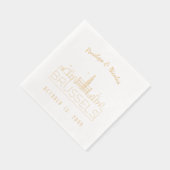 Gouden folie gepersonaliseerde Brusselse bruiloft  Folie Servetten (Rechts)
