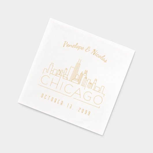 Gouden folie gepersonaliseerde Chicago bruiloft se Folie Servetten (Links)
