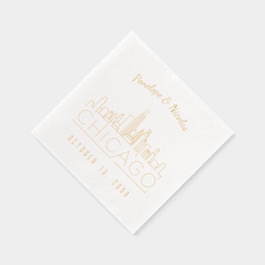 Gouden folie gepersonaliseerde Chicago bruiloft se Folie Servetten (Rechts)