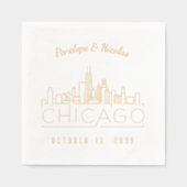 Gouden folie gepersonaliseerde Chicago bruiloft se Folie Servetten (Voorkant)