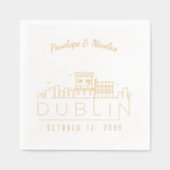 Gouden folie gepersonaliseerde Dublin bruiloft ser Folie Servetten (Voorkant)