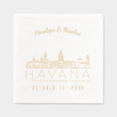 Gouden folie gepersonaliseerde Havana bruiloft ser Folie Servetten (Voorkant)