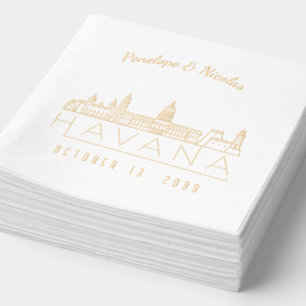 Gouden folie gepersonaliseerde Havana bruiloft ser Servetten