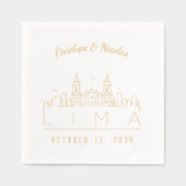 Gouden folie gepersonaliseerde Lima bruiloft serve Servetten (Voorkant)