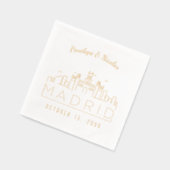 Gouden folie gepersonaliseerde Madrid bruiloft ser Servetten (Links)