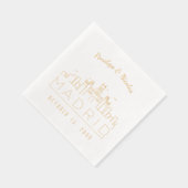 Gouden folie gepersonaliseerde Madrid bruiloft ser Servetten (Rechts)