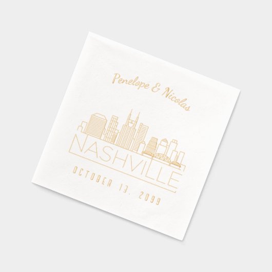 Gouden folie gepersonaliseerde Nashville bruiloft  Folie Servetten (Links)