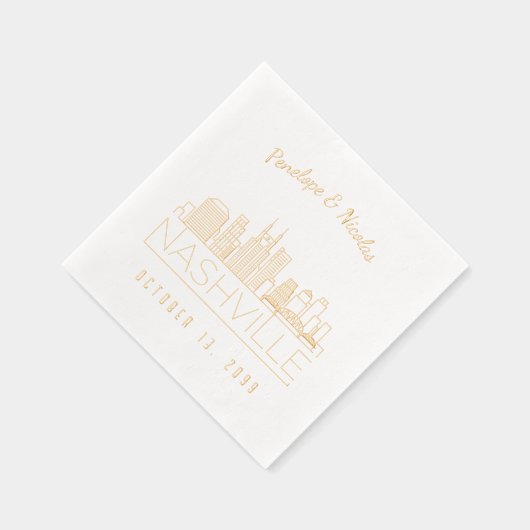 Gouden folie gepersonaliseerde Nashville bruiloft  Folie Servetten (Rechts)