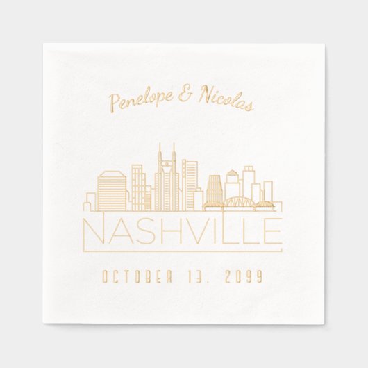 Gouden folie gepersonaliseerde Nashville bruiloft  Folie Servetten (Voorkant)