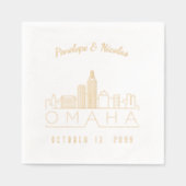 Gouden folie gepersonaliseerde Omaha bruiloft serv Folie Servetten (Voorkant)