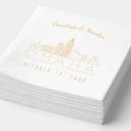 Gouden folie gepersonaliseerde Omaha bruiloft serv Servetten