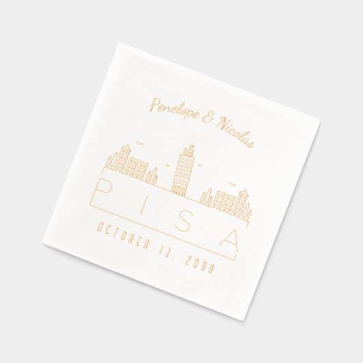 Gouden folie gepersonaliseerde Pisa bruiloft serve Folie Servetten (Links)