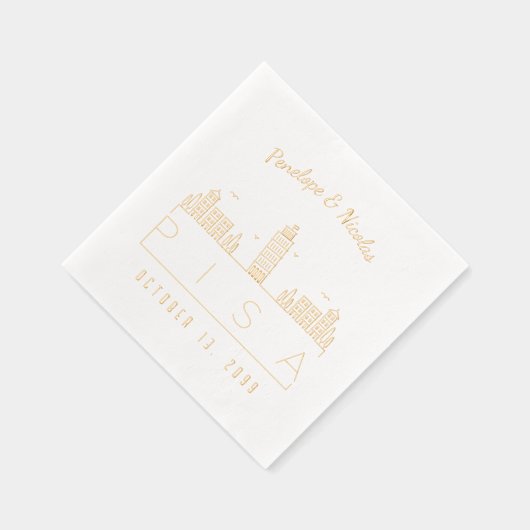 Gouden folie gepersonaliseerde Pisa bruiloft serve Folie Servetten (Rechts)