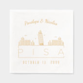 Gouden folie gepersonaliseerde Pisa bruiloft serve Folie Servetten (Voorkant)