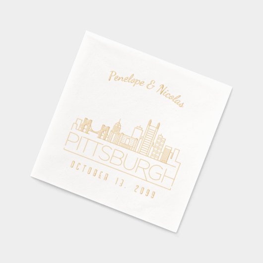 Gouden folie gepersonaliseerde Pittsburgh bruiloft Folie Servetten (Links)
