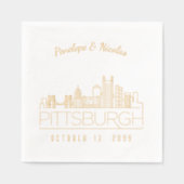 Gouden folie gepersonaliseerde Pittsburgh bruiloft Folie Servetten (Voorkant)