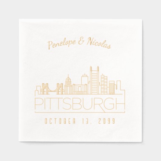 Gouden folie gepersonaliseerde Pittsburgh bruiloft Folie Servetten