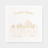 Gouden folie gepersonaliseerde Pittsburgh bruiloft Servetten (Voorkant)
