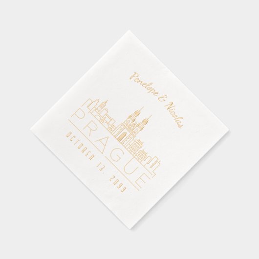 Gouden folie gepersonaliseerde Praag bruiloft serv Folie Servetten