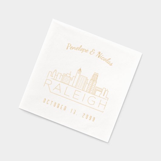 Gouden folie gepersonaliseerde Raleigh bruiloft se Folie Servetten