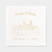 Gouden folie gepersonaliseerde Raleigh bruiloft se Folie Servetten (Voorkant)