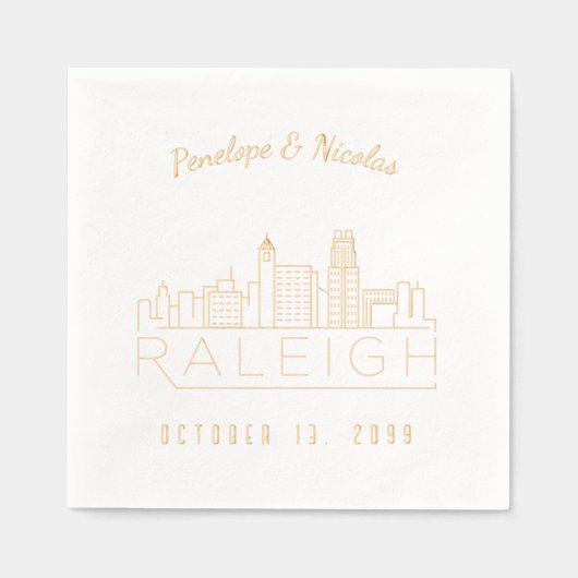 Gouden folie gepersonaliseerde Raleigh bruiloft se Folie Servetten (Voorkant)