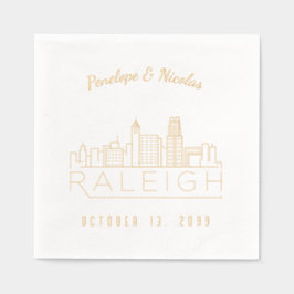 Gouden folie gepersonaliseerde Raleigh bruiloft se Servetten
